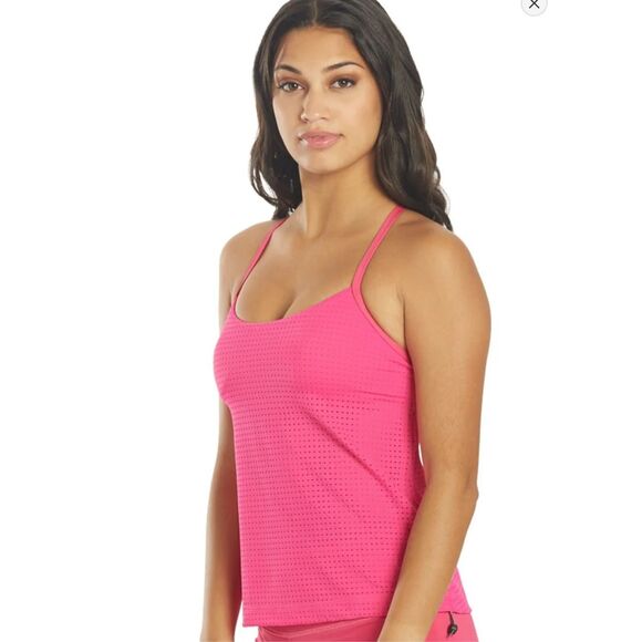 NWT-Nike Swim Essentials Women's Layered Tankini- size Medium Pink Prime - Picture 2 of 14
